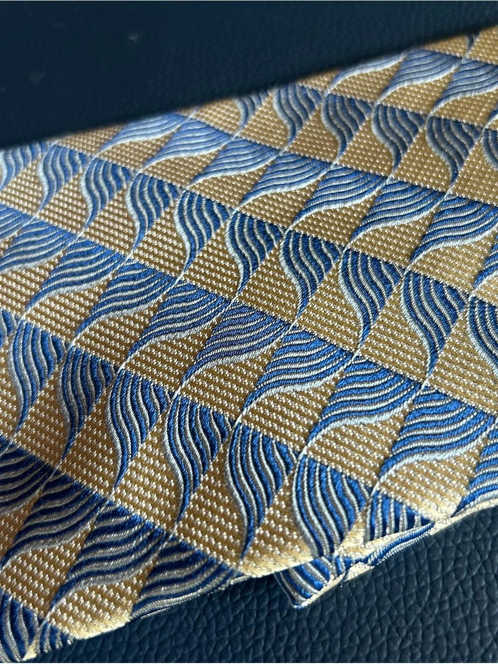 Bachrach Blue and Cream Diagonal Geometric Tie
